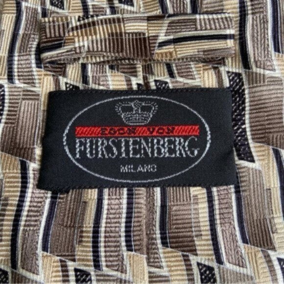 Vtg Egon Von Fursternberg Men's Classic Geometric Silk Tie - Picture 3 of 6